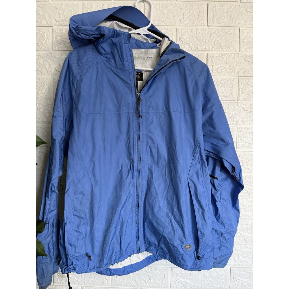 Mountain Hardwear Womens Blue Hooded Windbreaker Jacket Size M Ripstop Hiking